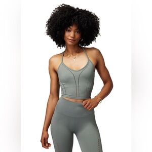 Spiritual Gangster Thea Seamless Crop Tank in Olive Green Size XS/S $68